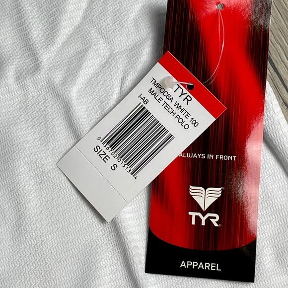 TYR Apparel Men's Tech Polo Shirt - White Textured - TMPOC6A - Size Small - $44 - Picture 3 of 7